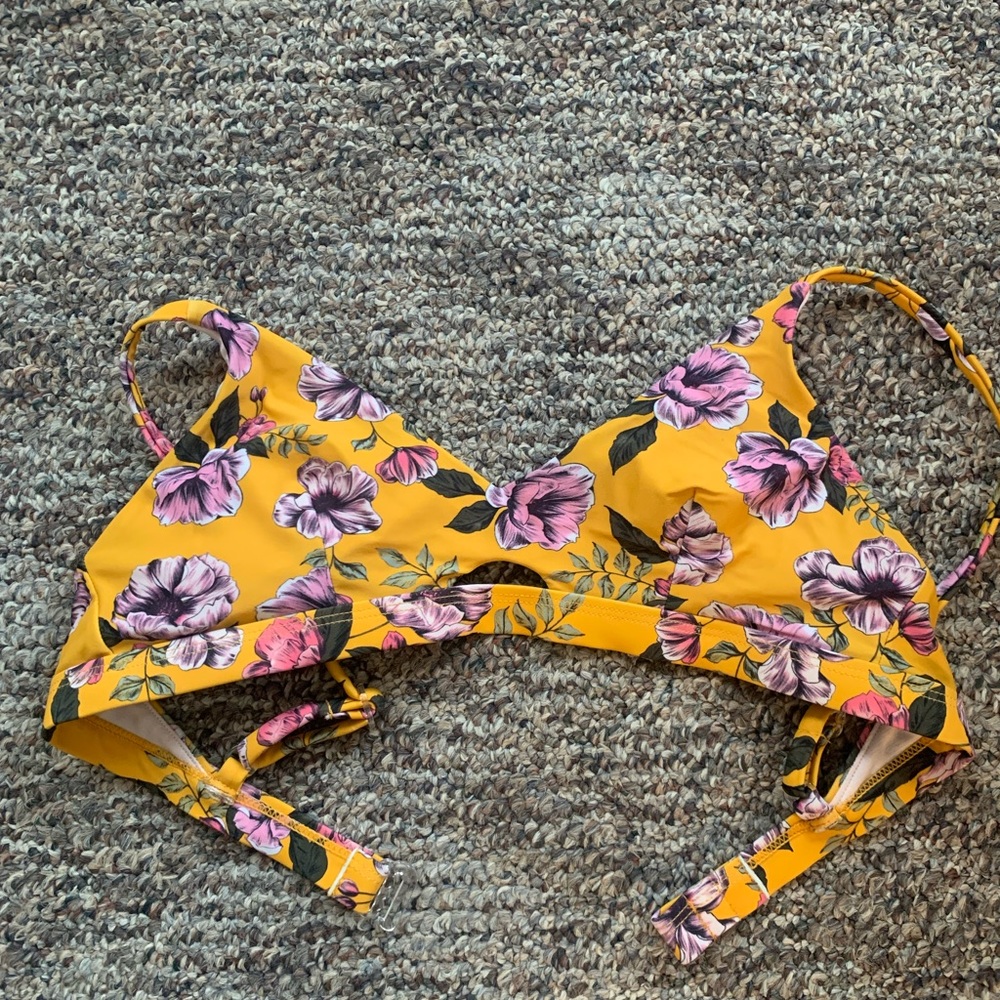 Flower Yellow Bikini Top
